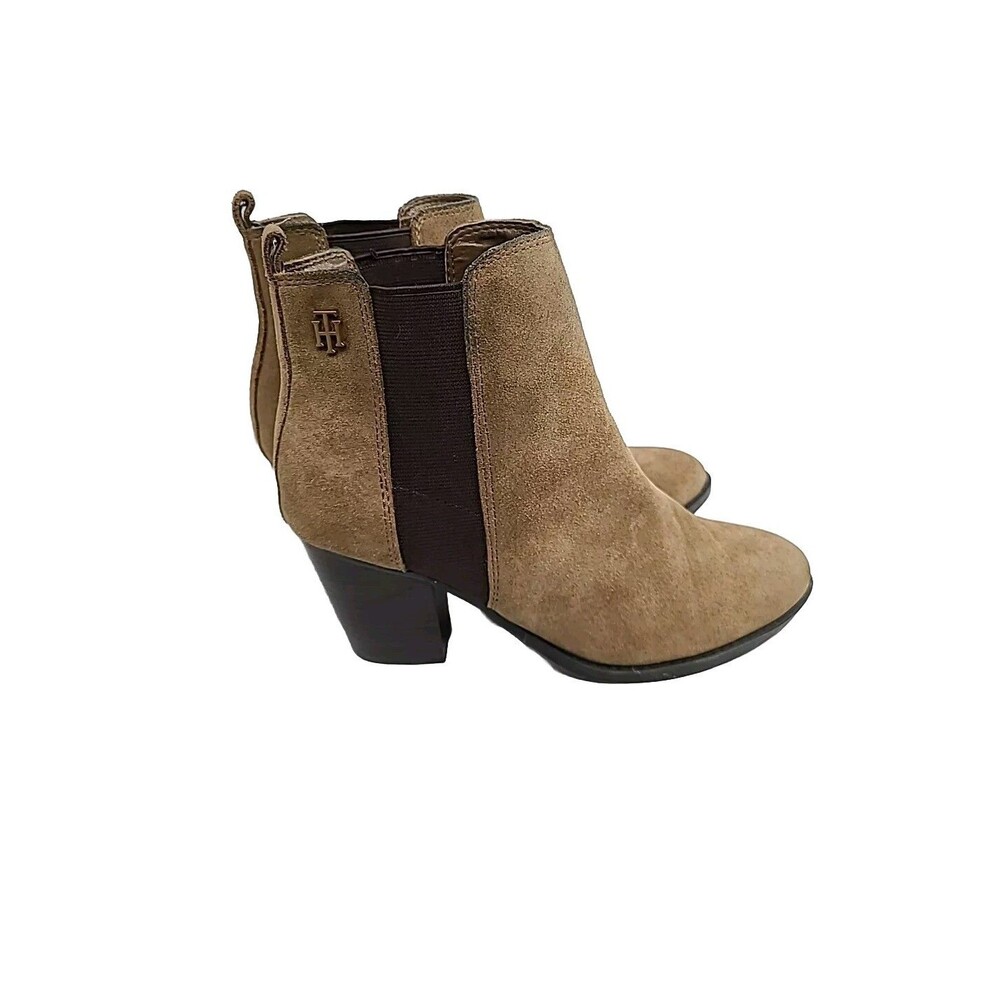Tommy Hilfiger Heeled Regise Ankle Boot Brown Suede Womens Size 6.5 Booties